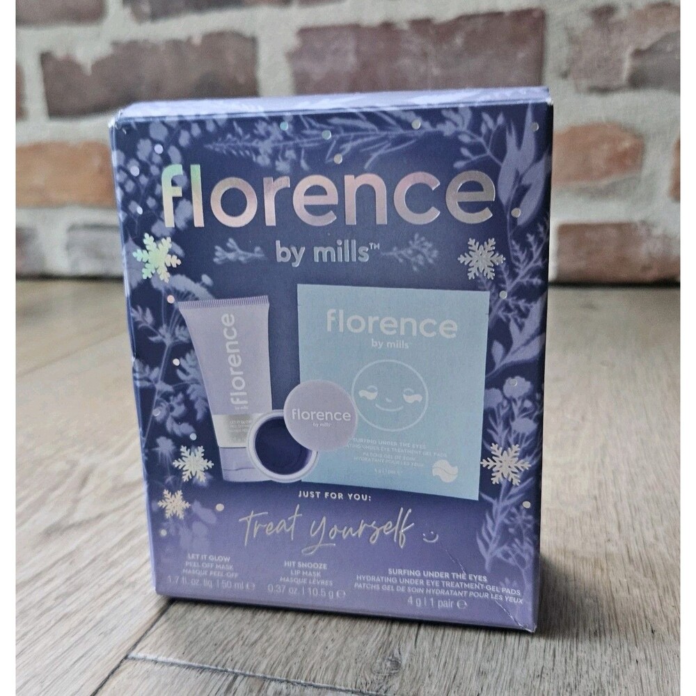 Florence By Mills Treat Yourself 3 Piece Peel Off Mask, Lip Mask & Eye Gels NEW